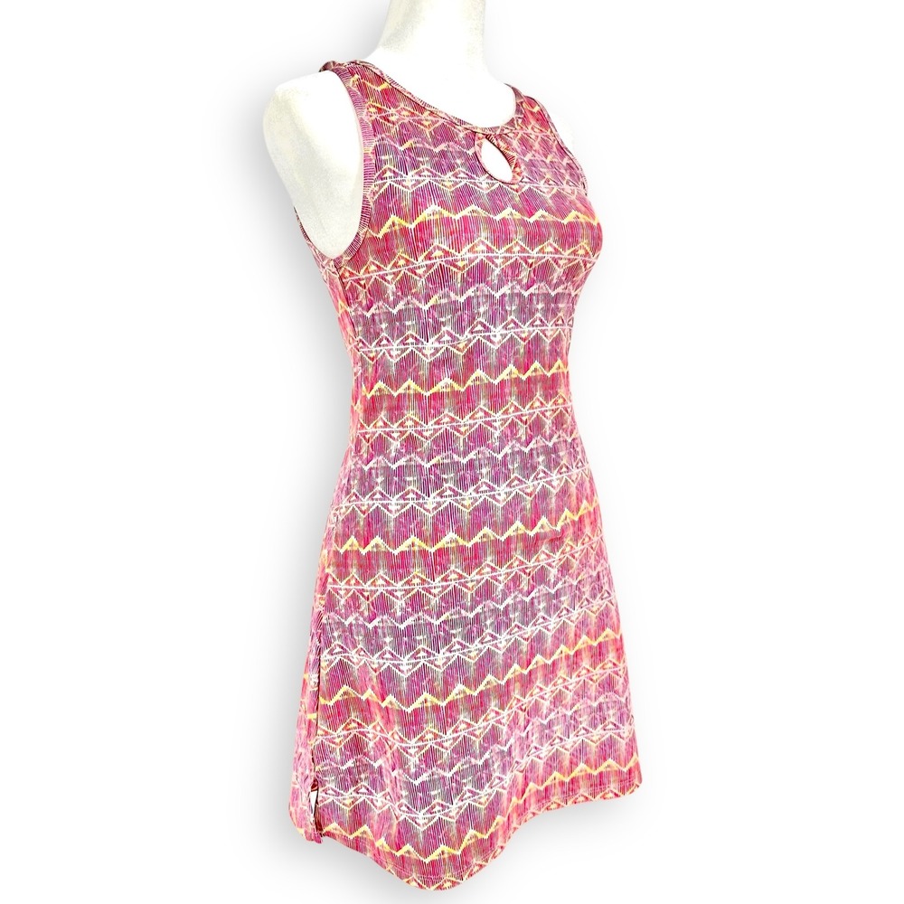 NUU MUU Ruu Muu‎ Athletic Dress w/ Pocket Sz XXS Pink Geometric Chevron USA Made